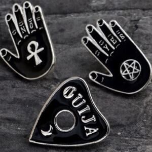 Lot of 3 Ouija Oracle Ankh Pentagram Mystical Witch Pin